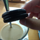 The creme is pretty dark up close compared to the standard chocolate ones.